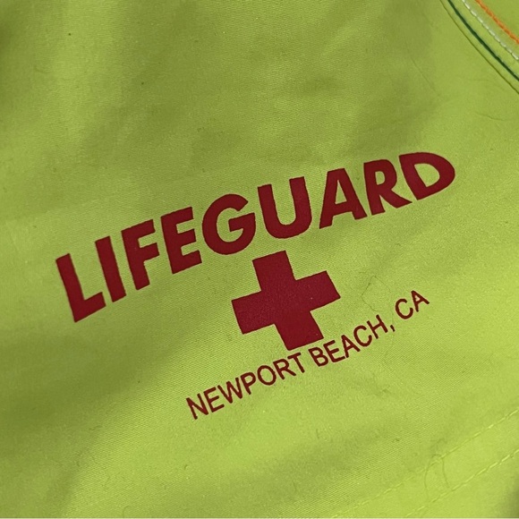 Verona XL Lime Green Newport Beach California Lifeguard Board Shorts Y5 - Picture 3 of 4